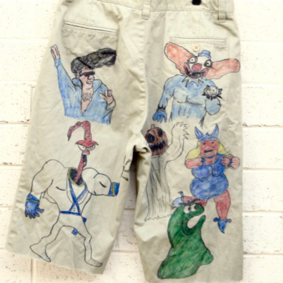 Anticulture Other - Earthworm Jim  Clayfighter Khaki Graffiti Shorts Chinos Size 34" Board Skate